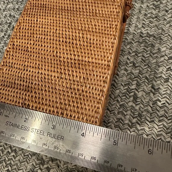 Handwoven Rattan Bali Ata Bag Purse Rectangular Basket Bag - Picture 16 of 17
